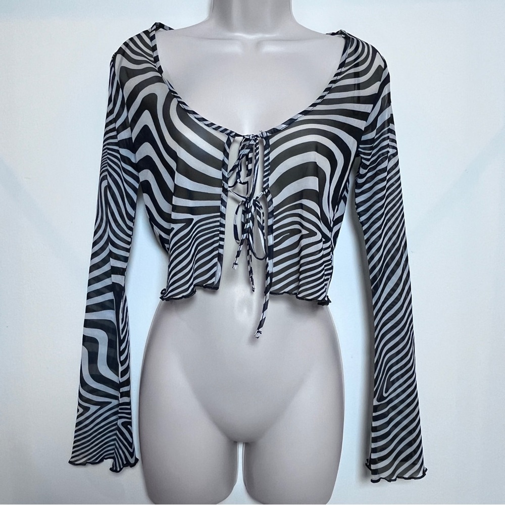Divided Sweater Y2K Funky Whimsygoth Retro Trendy Women's Zebra Sheer Small